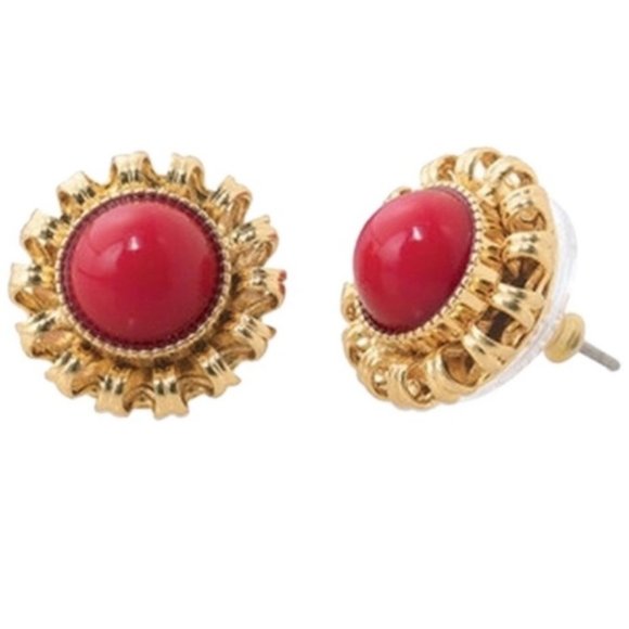 :: Stella & Dot Coral Red Gigi Studs - Picture 2 of 8